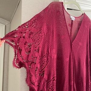 Miguelija swimwear lace coverup burgundy size XS